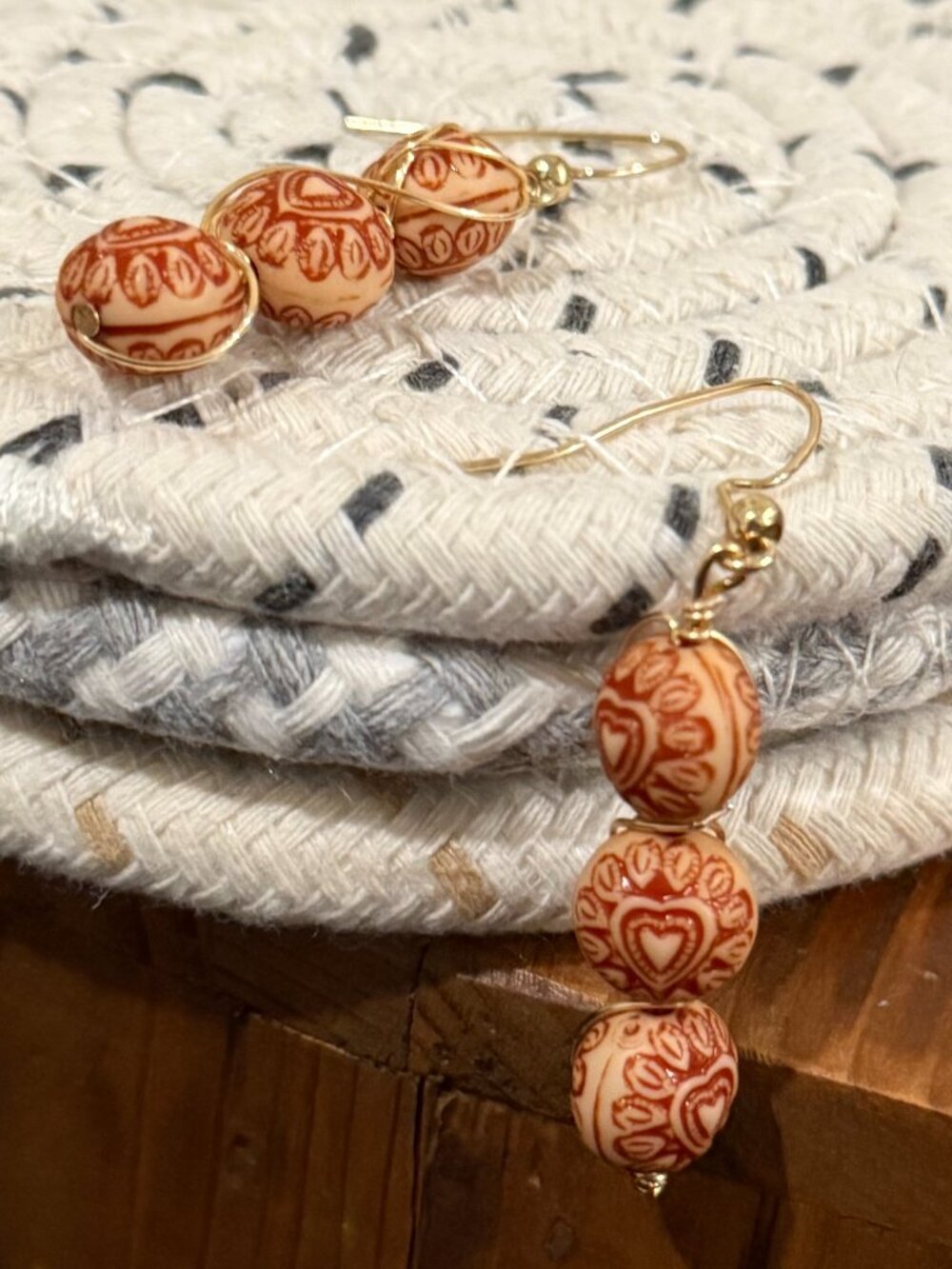 Handmade Wooden Beaded Earrings